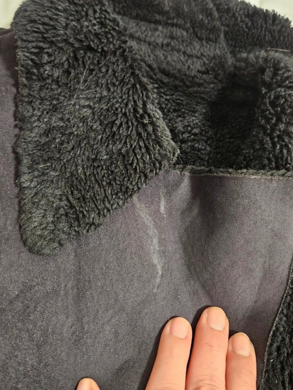 Anne Klein Charcoal Grey Faux Suede Sherpa Lined Toggle Coat Jacket Womens L - Picture 12 of 13